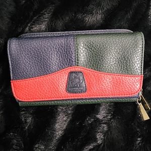 EUC Mouflon Crossbody Wallet, navy with color block- Leather
